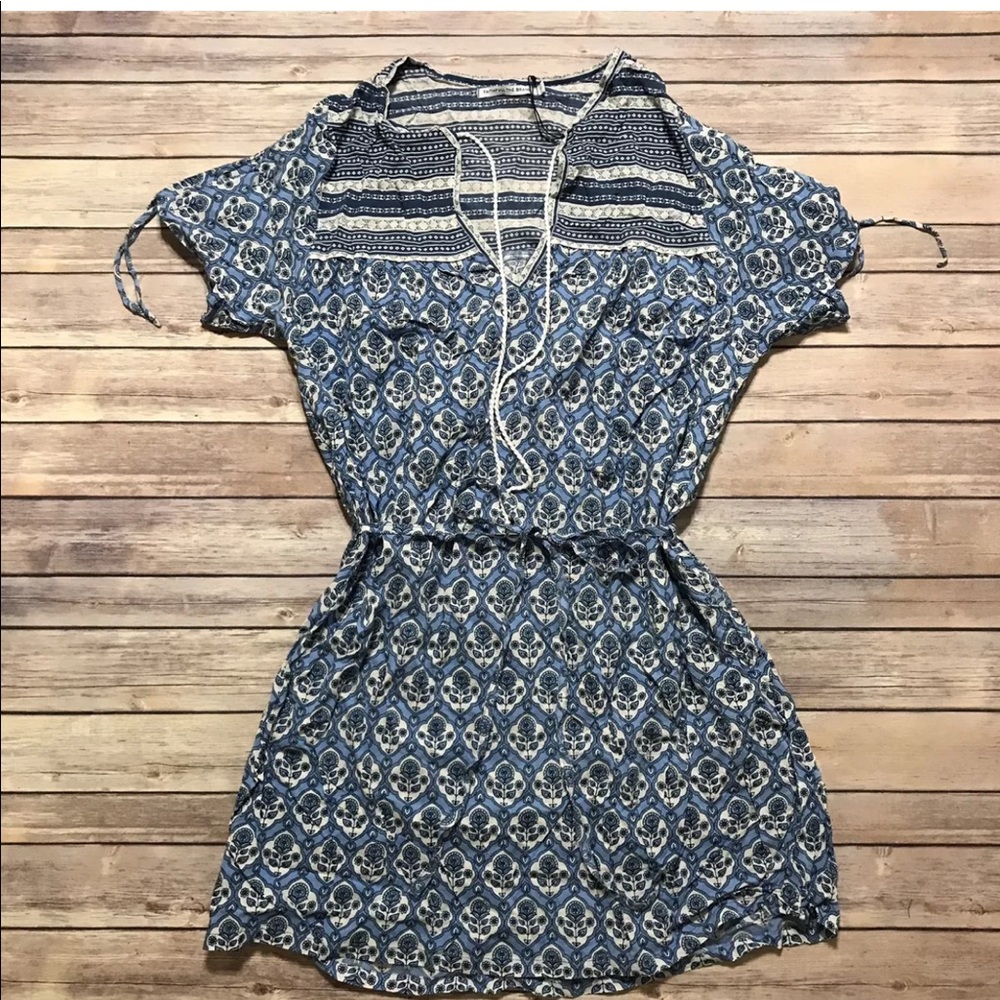 Faithfull the Brand Blue Tie Waist Dress Large